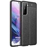 Microsonic Samsung Galaxy S21 i&ccedil;in Kılıf Deri Dokulu Silikon Siyah [Galaxy S21 ile Uyumlu Kılıf - Siyah]
