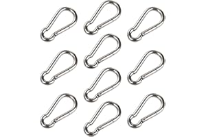 LAHVIUU Moschettone,10 pcs M5 Moschettoni Acciaio Inox Moschettoni Portachiavi Moschettone Clip,per Amache, Campeggio, Pesca, Escursionismo,Argento