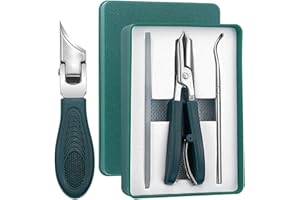 DAILIENFUS 3-teiliges Set Nagelknipser mit Adler-Schnabel-Winkel für Eingewachsene Zehennägel, Nagelknipser Groß mit Auffangbehälter – Fußnägel Knipser für Senioren und Kinder. (Grün)