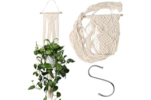 CUNQN Makramee Blumenampel Boho Pflanzen Halter Baumwollseil Blumentopf für drinnen und draußen Dekoration Decken Balkone Wanddekoration