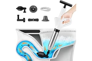 DOYFAY Toilet Plunger, Toilet Unblocker, High Pressure Plunger Kit with 4 Replaceable Heads and a Holder, Plunger Sink Unblocker for Unblocking Bathtub, Sink, Toilet, Drain, Floor Drain and Pipe Clog