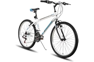 HH HILAND HILAND 24/26 inch Mountain Bike for Youth, 21 Speeds Mountain Bicycle for Men Women with High Carbon Steel Frame, Sport Cycling Youth MTB Bicycle, Black/White