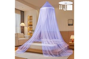 PUERHUACI Zanzariera Letto Matrimoniale Singolo,Mosquito Net a Cupola in Poliestere Baldacchino con Kit Sospensione,Viola Zanzariera Portatile a Maglie Sottili da Viaggio e Casa Adatto 60x250x1100cm