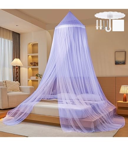 Moskitonetz Bett 200x180x165cm - Hängendes Bettnetz Mit 8 Ringen | Rosa