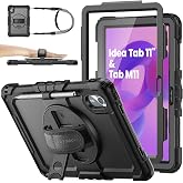 SEYMAC stock Lenovo Idea Tab 11'' 2025/Tab M11/K11 Gen 2 Case, Black | Heavy Duty Case with Screen Protector [360&deg; Rotating S
