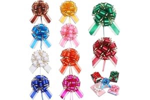 YUANJIASHUN YAO 10pcs 6 Inch Large Big Pull Bow with Gold Edge, Car Gift Wrapping Bows Ribbon for Gift Wrapping, Wedding Cars, Baskets,Christmas Wrapping, Party Decorations (Mixed Color)