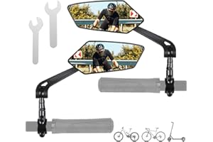 Lollanda Lot de 2 rétroviseurs de vélo HD réglables à 360 ° pour vélo électrique, extrémité de guidon gauche, rétroviseurs de vélo électrique, universels pour vélo, VTT