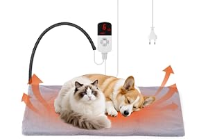 EOJDDPA Värmedyna för husdjur, 60 x 90 cm, anti-bett, värmematta för hund, justerbar timer och temperatur, säker, elektrisk v