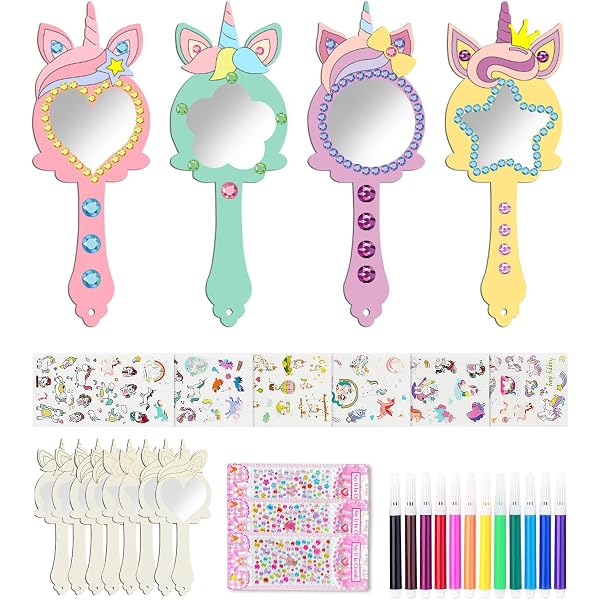 Kit DIY Miroir Couronne Princesse Matogle - 12 Modèles En Bois à Peindre Pour Enfants