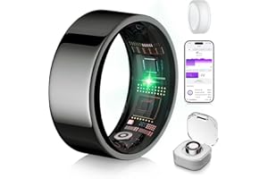 XSWCCJJ 6.0 Smart Ring and Charging Case【Industry First – 0 Measurement Error】【IP68 Waterproof】 2025 Smart Ring Women & Men for Sleep Tracking Wearable Device, SpO2, Fitness ring Black 10#