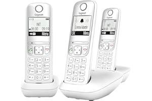 Gigaset A695 Trio - Téléphone Fixe sans Fil, 3 combinés avec Grand écran rétroéclairé pour Un Affichage Ultra lisible, Fonction Blocage d'appels - Blanc