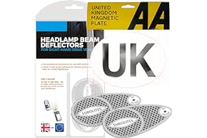 Xtremeauto Eurolites Deflectors Headlight Deflectors For Europe Beam Benders & AA Magnetic UK Sticker Plate - Headlamp Beam Deflectors For Europe - Cars, Trucks, Vehicles Caravan Travelling To Europe