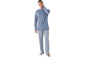TRAMAS+ Pijama de Hombre Largo,100% Algodón, con Manga Larga y Pantalón Largo para Hombre, Conjunto de Ropa para Dormir, Pijama de Caballero, Pijama Hombre Primavera