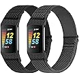 WNIPH Ersättningsarmband kompatibelt med Fitbit Charge 5-armband, justerbart, av elastiskt nylontyg, sport loop, klockarmband