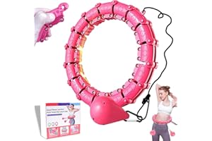 Tigayhc Weighted Smart Hula Ring Hoops, Weighted Hula Hoop With Auto-Spinning, 24 Knots Detachable Knots & Size Adjustable Smart Hoola Hoop with 360 Auto Rotation Massage, Thin Waist Exercise (Pink)