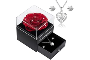 ‎QINQINXIN Qinqinxin Muttertagsgeschenk für Mama Ewige Echte Rose Love You Forever Geschenkbox konservierte echte Rose mit Herz für Valentinstag Muttertag Hochzeit Jahrestag Geburtstag Geschenk für Sie