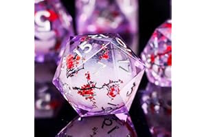 Elifel Set di 7 dadi poliedrici in resina per giochi di ruolo a tema oceano, per dungeons and dragons, fatti a mano, design con pesci koi, blu-verde, 16 mm