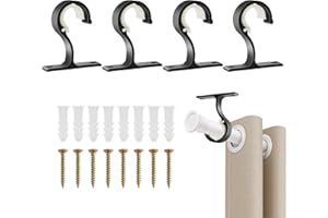 OCCOUMR 4 supporti per asta per tende, Ø 25-28 mm, in lega di alluminio, colore nero, con viti per tasselli e ancoraggi a parete, asta per tende