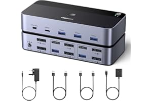 UGREEN 8K@60Hz Displayport KVM Switch 2 Monitors 2 Computers Support 4K@240Hz, 4 Port USB KVM Switcher DP 1.4 KVM Switches for 2 Computers Share Keyboard, Mouse, Hard Drive and 2 Monitors