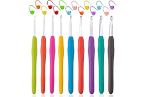 GOOSEVIVI Crochet Hook, 9-Piece Crochet Hook Set with Ergonomic Soft Grip for Unparalleled Comfort and Precise Control, Includes Stitch Markers - Perfect for Beginners and Experienced Crochet Lovers