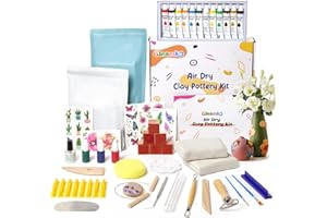 Gleamkid Air Dry Clay para Adultos - Kit de Cerámica para Principiantes, Kit de Arcilla de Secado al Aire con Herramientas de Arcilla de Secado al Aire