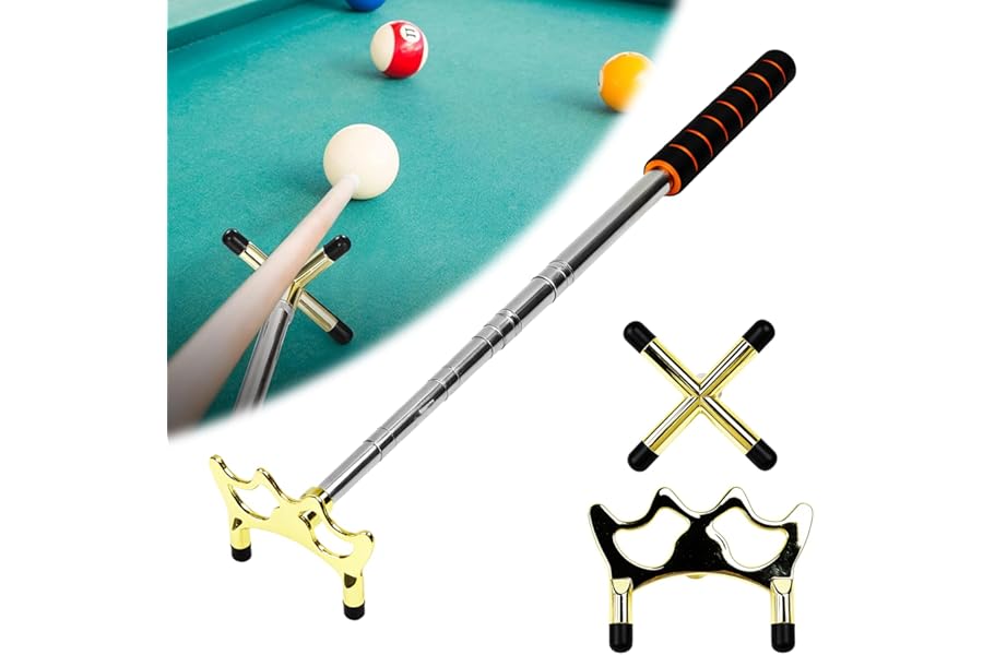 Vurixfo Billiards Cue Stick Bridge, Retractable Snooker Cues Bridge With 2 Pool Rest Bridges Head Snooker Pool Rest Stick Snookers Rest Telescopic Bridges Sticks For Pools Table Accessory, 12.8-59’’
