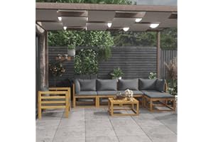 Gecheer 7-TLG. Garten Lounge Holz Loungemöbel Terrassen Gartenmöbel Set Lounge Sofa Outdoor Sitzgruppe Garten Sofa Set Terrassenmöbel Massivholz Akazie