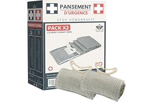 STRATE GEAR Pack x2 pansement israelien bandage compressif coussin hemostatique d'urgence 4" compresse kit trousse trauma militaire Pompier garrot Pour premiers secours et situations d'urgence