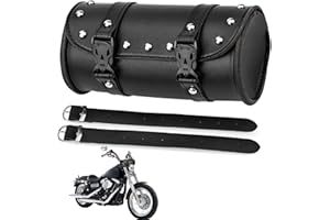 PUMMNY Bolsa de herramientas para moto, bolsa de horquilla delantera para manillar de moto, impermeable, con 2 correas de fijación, para la mayoría de las motocicletas (negro)