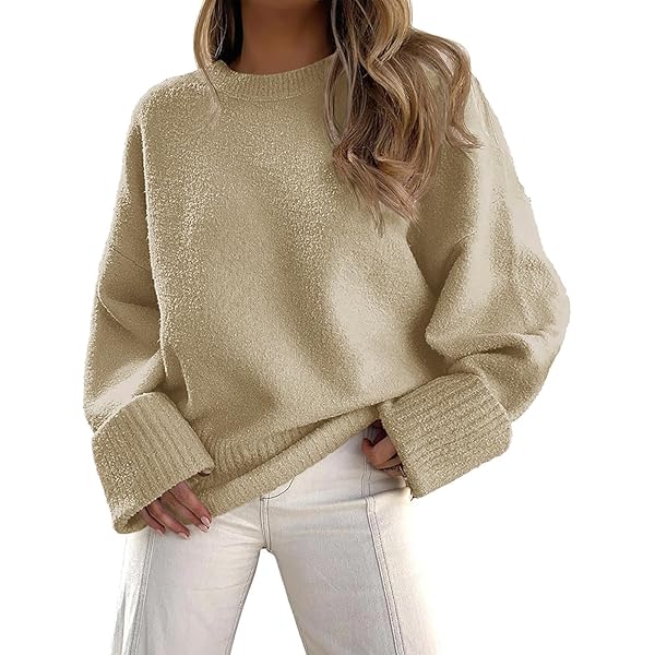 Zeagoo Trui voor dames, ronde hals, gebreide trui, winter, elegante
