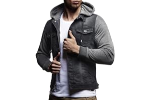 Leif Nelson Jeansjacke Herren, Jeans Denim Kapuzenjacke, Männer Jeans Jacke mit coolen Baumwolle-Ärmel, modernes Design in Regular Fit