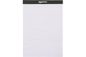 Amazon Basics blocs de papier quadri-roulés, 21.5 cm x 29.8 cm, Lot de 2, Blanc