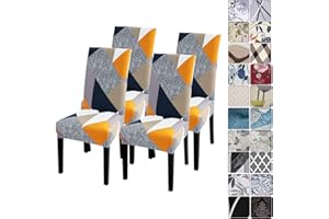 papasgix Coprisedie con Schienale 4 Pezzi,Fodere per Sedia per Sala da Pranzo Elasticizzato,Lavabile Estraibile,Moderna Copertura della Sedia per Soggiorno,Cucina,Hotel,Ristorante(Arancia,4 Pezzi)
