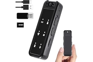 Mr.ing 1080P 64GB Mini Hidden Video Camera, Video Digital Camcorder with 5HR Battery &180° Rotating Lens, Night Vision Body Camera with Video and Audio Recording