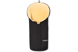 Hofbrucker Lammfell-Fußsack Eskimo für Babyschale, Kinderwagen, Buggy/Universeller Winterfußsack/Fußsack wind- & wasserabweisend/echtes Lammfell/Made in Germany