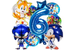 ANBOBILI Sonic Palloncini Compleanno 6 Anni, 10 Pezzi Sonic Decorazioni Palloncino, Palloncini Sonic 6 Anni, Palloncini per Feste Sonic Palloncini di Alluminio, per Decorazione Feste Compleanno Bambini