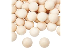 PH PandaHall 50pz Sfera di Legno Naturale 25mm Perline di Legno Senza Foro Grande Palline Rotonda Sfere Decorative per Natale Artigianato Lavoretti Fai Da Te Casa Decorazione