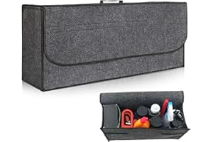 BAIFULAI Organizer per bagagliaio auto, pieghevole, antiscivolo, XXL, grigio, in feltro, per attrezzi e cura dell'auto, 60 x 25 x 17 cm