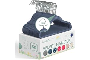 Laleni perchas infantiles 50 pzs terciopelo - ahorra espacio gira 360° - perchas niño antideslizantes - pequeñas azul marino lunares