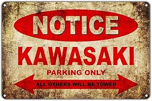 Froy Notice Kawasaki Motorcycles Parking Only Mur en Métal Signe Rétro Fer Affiche Peinture Plaque Tôle Vintage Décoration Artisanat pour Café Bar Garage Maison