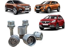 AUTOFORNITURE ITALIA BULLONI ANTIFURTO con Filetto M12 X 1.25 + Chiave per PG 2008 dal 2013> - 3008 dal 2009 AD Oggi (Solo per Cerchi in Lega)