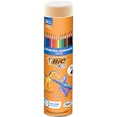 BIC Kids Evolution Dry Crayon 25-Piece Metal Tube, No Splinters, Chew Resistant, Easy to Open
