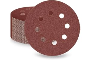 LESNIC 40 Grit Sanding Discs 50 pcs, 125mm Sanding Sheets 5in 8 Holes Pads Hook and Loop for Orbit Orbital Sander and All Oscillating Tools