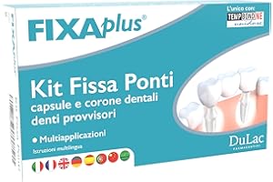 DULÀC FARMACEUTICI 1982 Zestaw tymczasowego cementu dentystycznego, do wielokrotnego stosowania i maksymalnej przyczepności, do mocowania mostów i kapsułek dentystycznych, zestaw naprawczy do mostów, Made in Italy z Temp BondNE