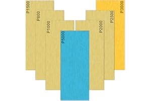 AKUOLY Papel de lija húmedo y seco 35 piezas Hojas de papel abrasivo 5000 3000 2500 2000 1500 1000 800 Grano para Automotriz Acabado de muebles y torneado de madera, 9 x 3.6 pulgadas