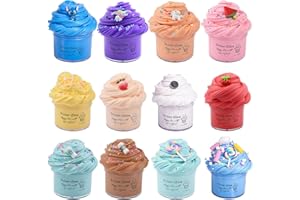 KEEMANMAN Set Slime Burroso 12 Pezzi per Bambini – Slime Profumato Fai-da-Te – Giochi Carini per Feste, Regali di Compleanno, Sorprese Calza Natale per Bambini 3-12 Anni, Ragazzi e Ragazze