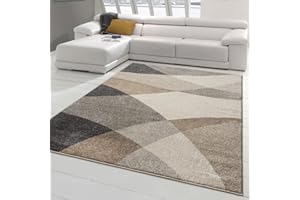 Teppich-Traum Nowoczesny dywan do pokoju gościnnego z abstrakcyjnym wzorem, krótkie runo 11 mm, szaro-beżowy, wymiary 200 x 280 cm
