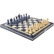 Chess And Games Shop Muba – Jeu D’échecs En Bois Fabriqué Main – 40 Cm – Bleu