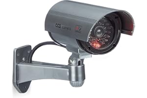 Relaxdays Kamera Atrapy z Oświetleniem Led, Uchwyt Ścienny, Srebrny