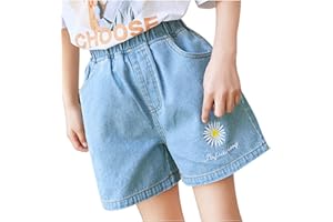 Guqmjde Jeans Shorts Mädchen Elastische Kurze Hose High Waist Hot Pants Freizeit Sommerhose Strumpfhosen Leicht Hotpants A Linie Denim Kurze Hose Atmungsaktiv Radlerhose Mode Hipster Kurze